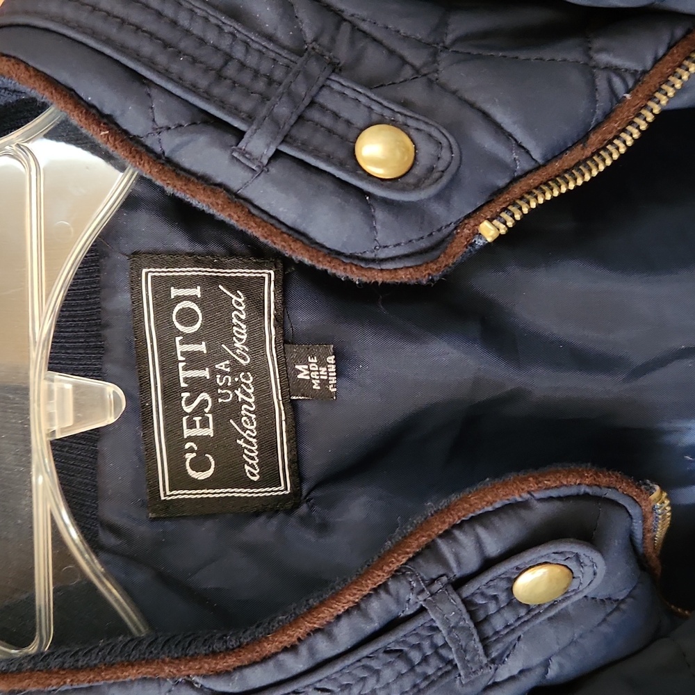 C'Esttoi Navy Jacket Gold hardware Brown trim - Picture 2 of 6